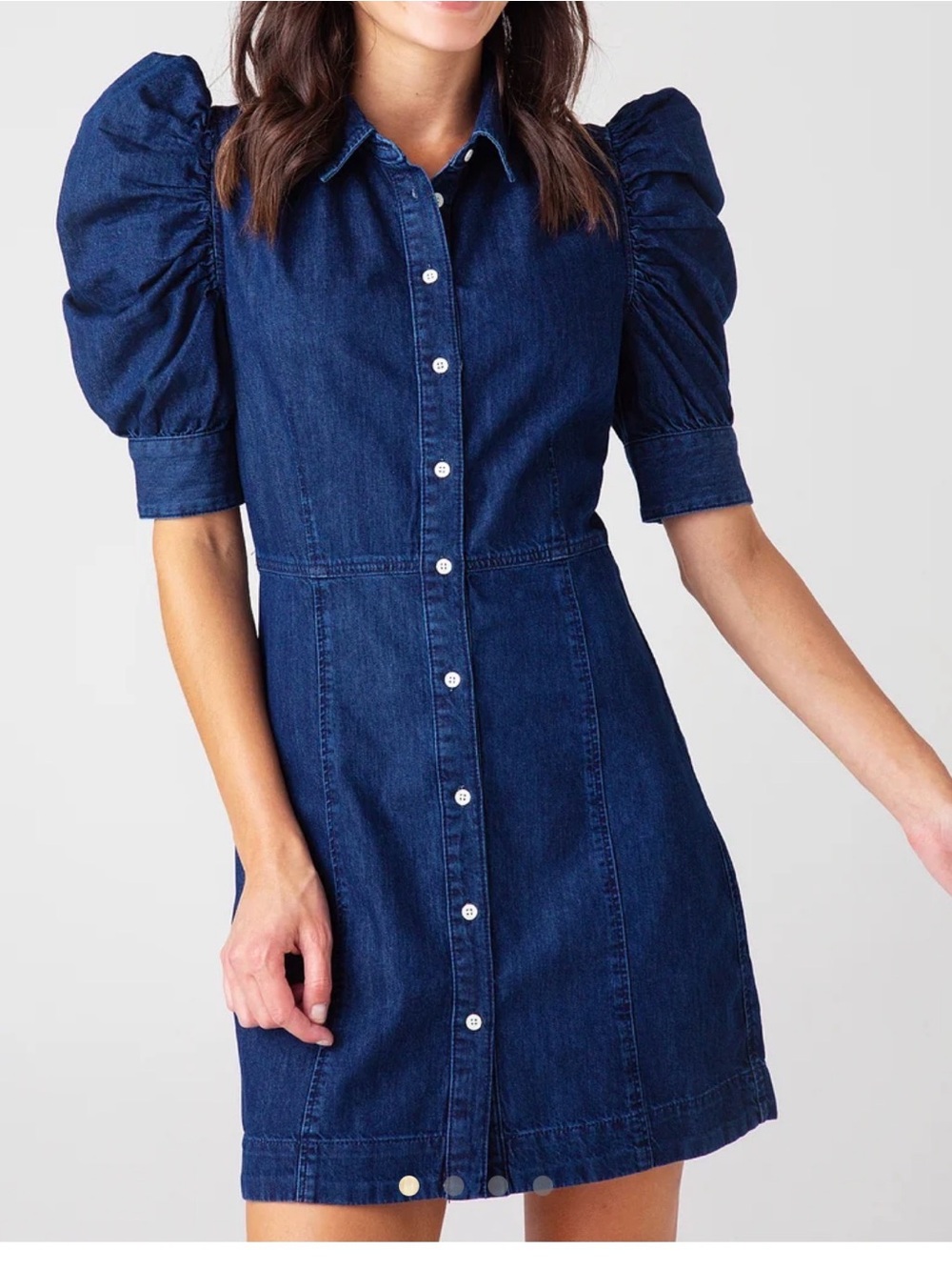 Frame Denim Gillian Puff Sleeve Denim Mini Dress